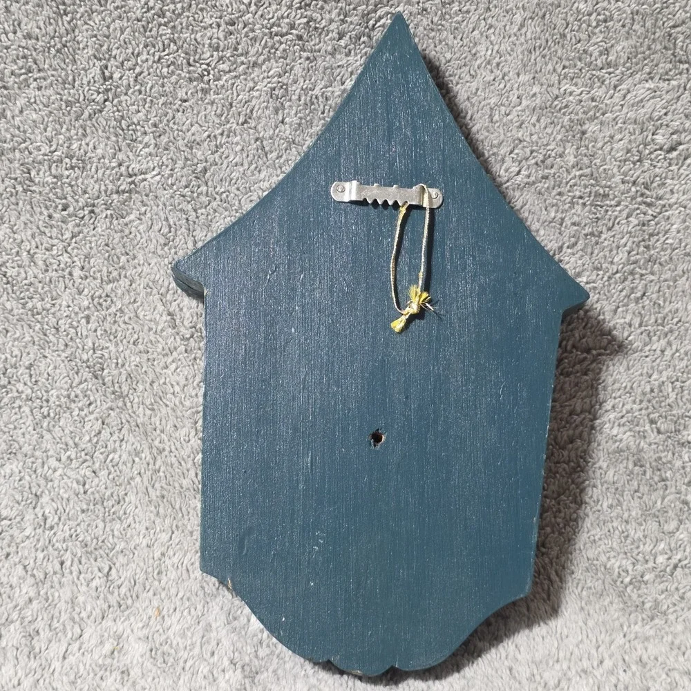 Vintage Folk Art Thermometer Wooden Hand Painted Decor 80s Hanging